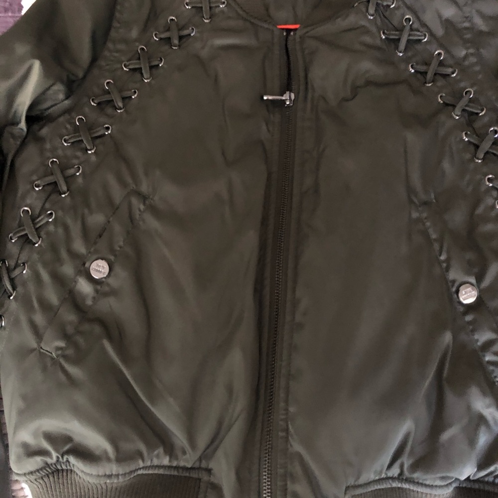 Steve Madden Quilted Bomber Jacket Green
